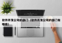 软件开发公司的部门（软件开发公司的部门有哪些）