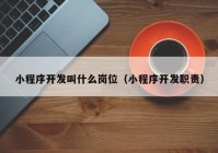 小程序开发叫什么岗位（小程序开发职责）