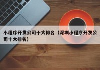 小程序开发公司十大排名（深圳小程序开发公司十大排名）