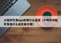 小程序开发app应用什么语言（小程序功能开发用什么语言最方便）