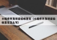 小程序开发项目验收意见（小程序开发项目验收意见怎么写）